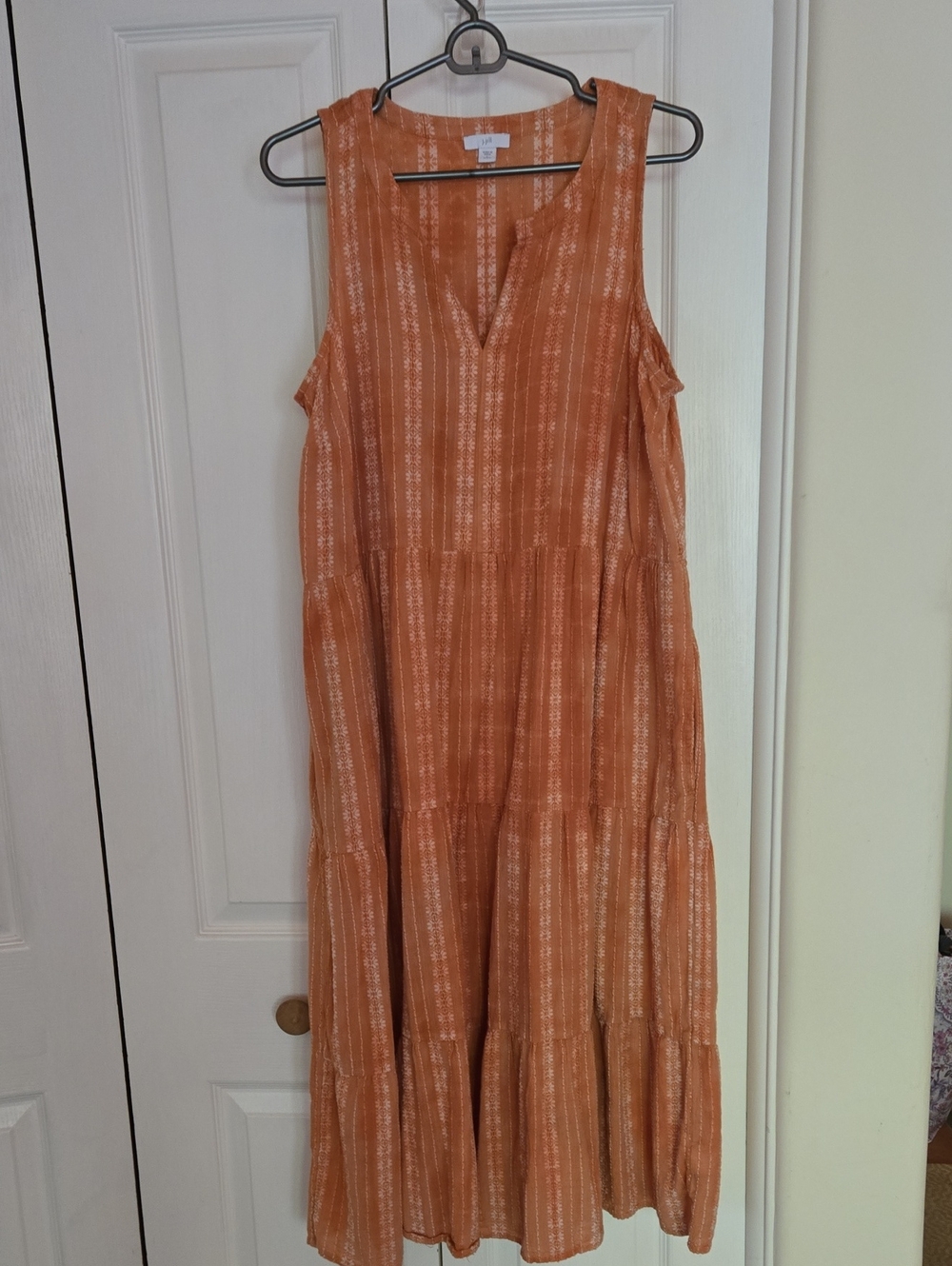J. Jill Sleeveless Tiered Maxi Dress in Rust Orange
